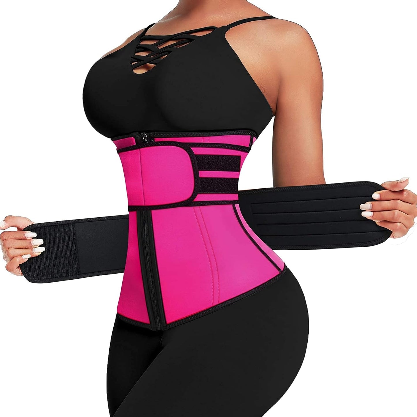 Waist Trainer for Women plus Size 2 Straps 7 Bones Workout Sauna Trimmer Neoprene Exercise Corset